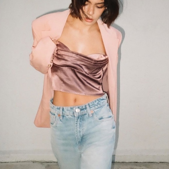 Zara Tops - Zara SATIN EFFECT CROP TOP
